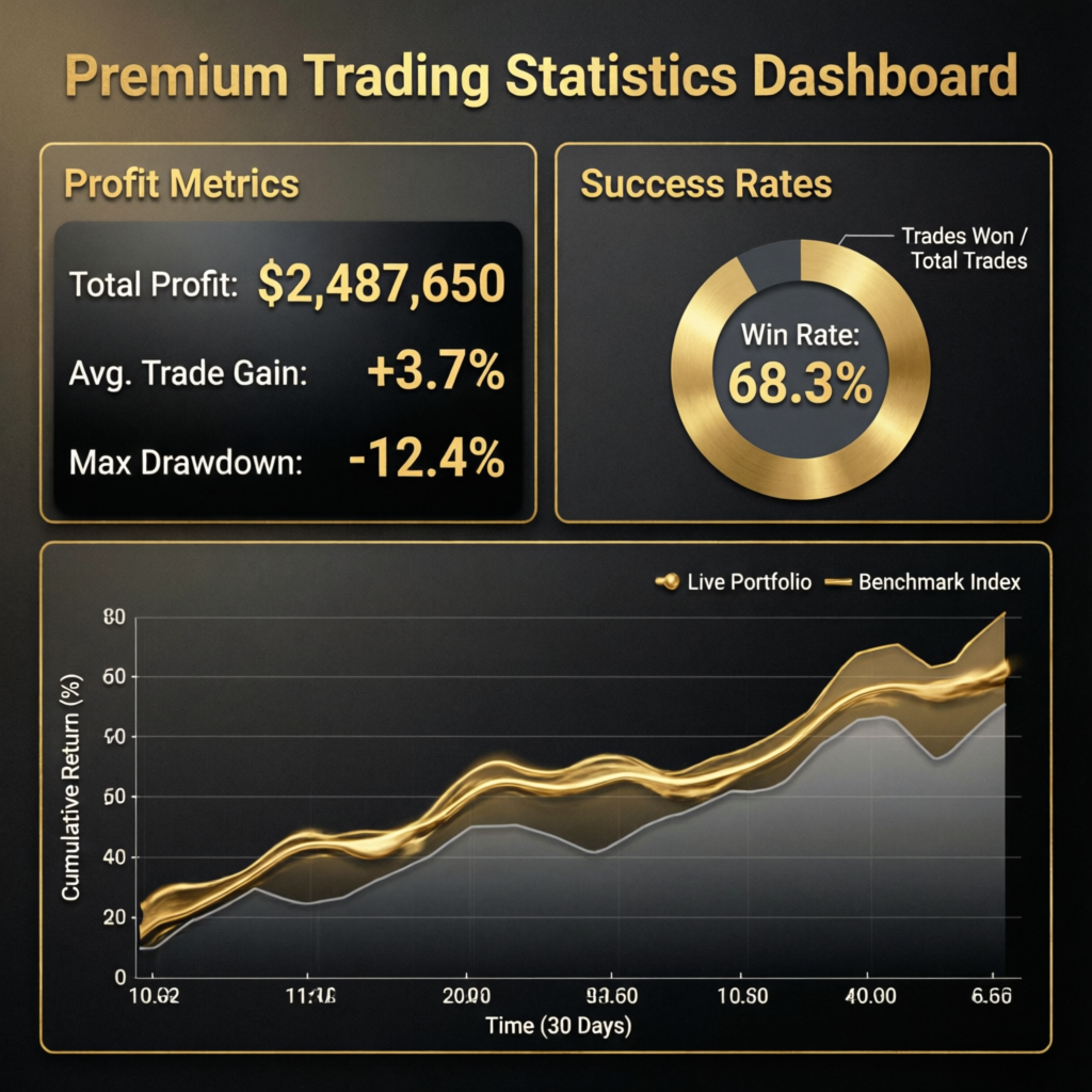 Premium Trading Statistics Dashboard with Profit Metrics and Success Rates