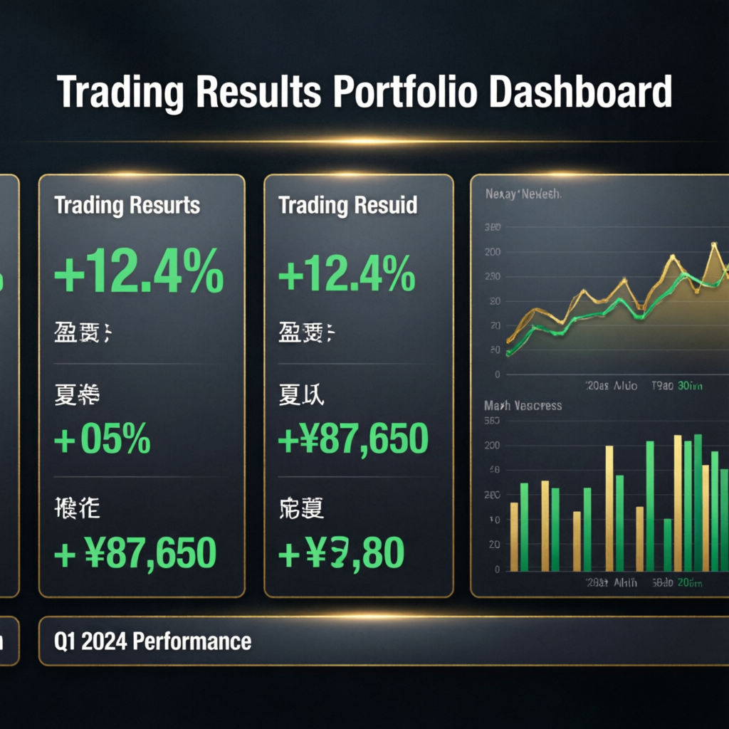 Trading results portfolio dashboard showing profitable accounts