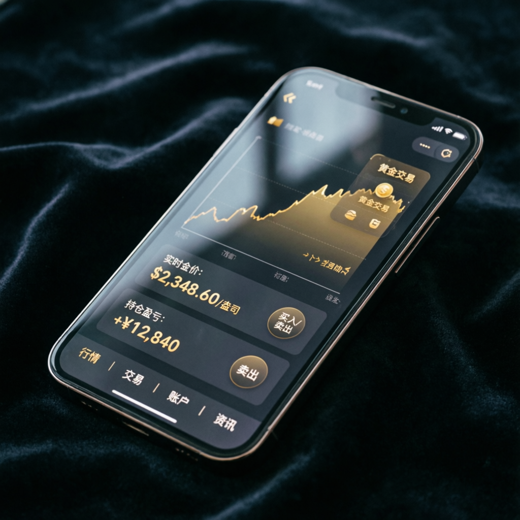 Mobile trading app showing gold price and profits - Topstep mobile trading