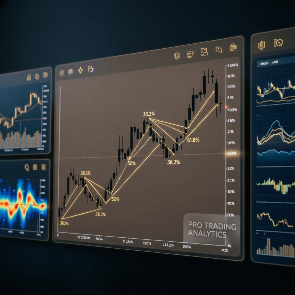 Professional trading analysis with fibonacci levels and support resistance