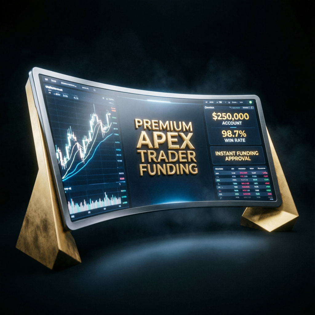 Premium Apex Trader Funding branded trading terminal with gold accents