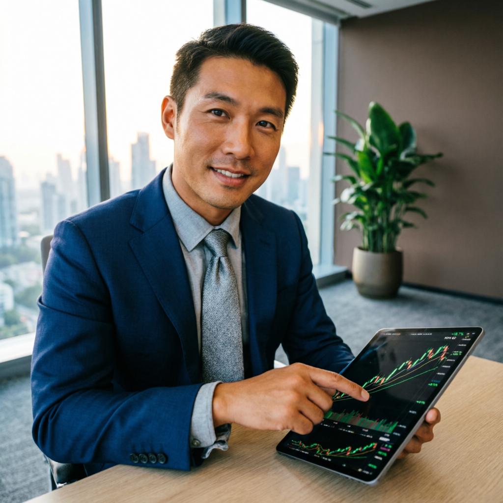 Professional trader reviewing profitable portfolio — Think Capital evaluation passed