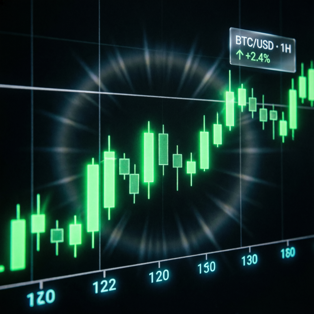 Candlestick chart showing bullish futures trading trend