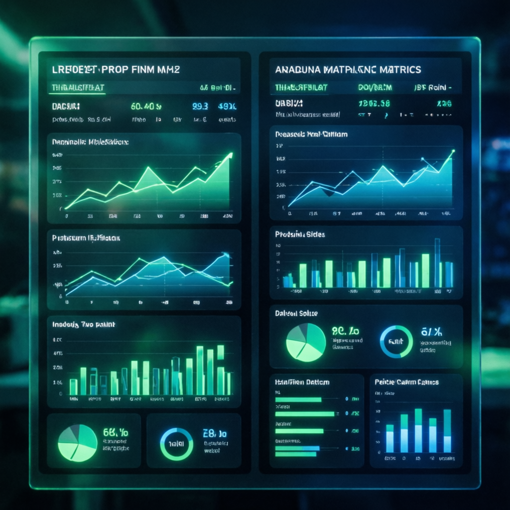Premium prop firm comparison dashboard with multiple metrics