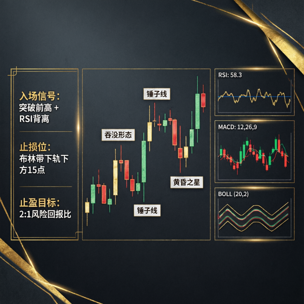 Professional trading strategy board with forex analysis and indicators