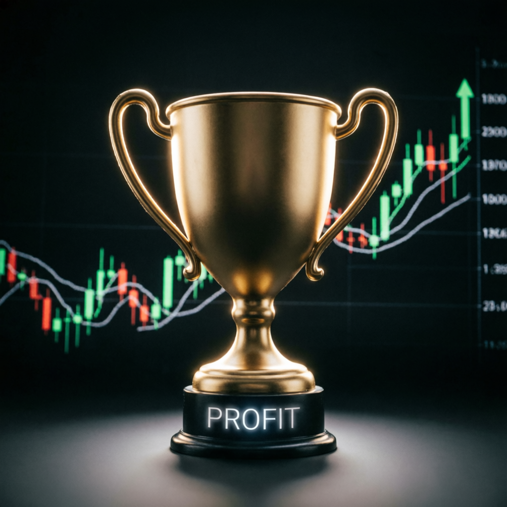 Funded account success trophy representing prop firm challenge achievement