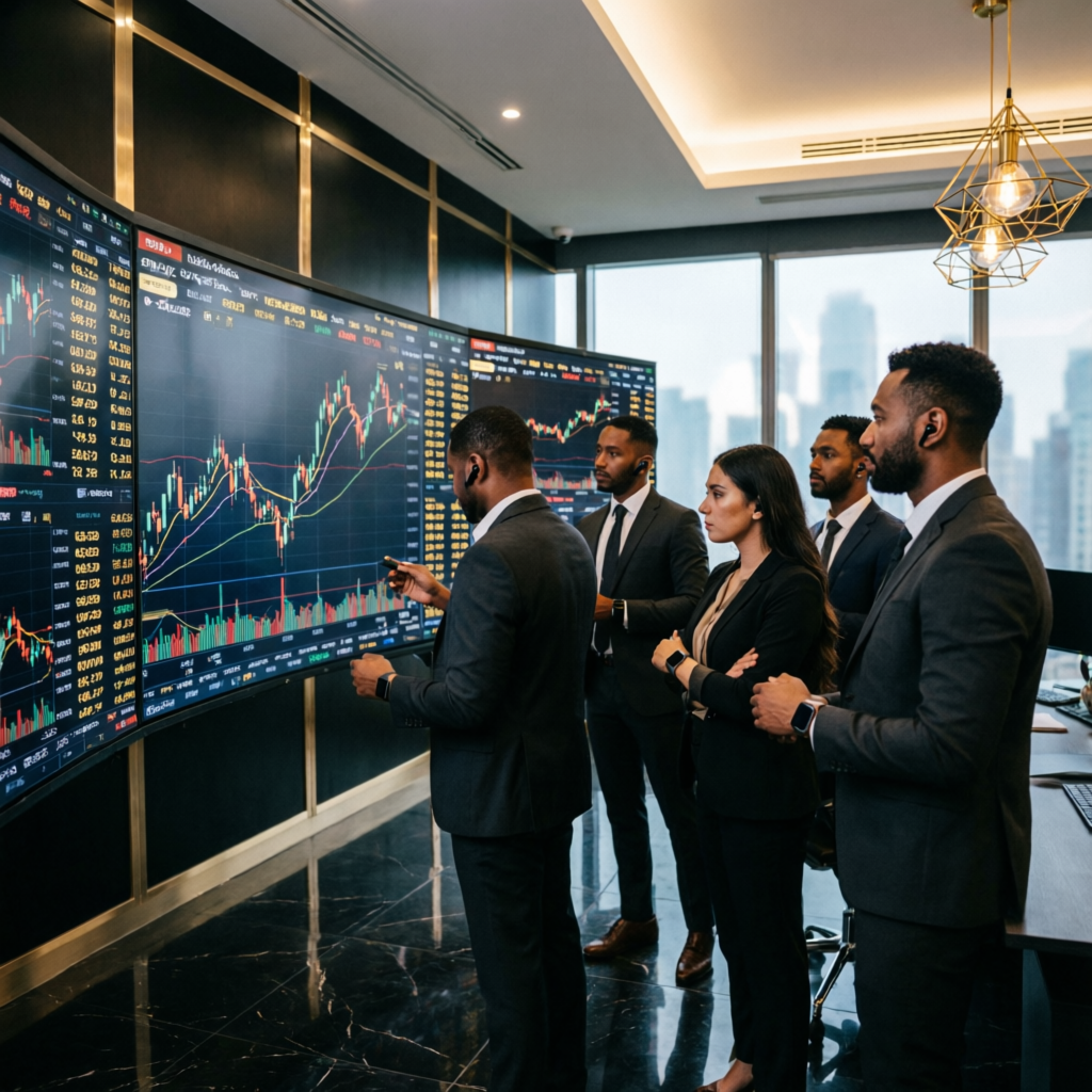 Professional Trading Team Analyzing Markets