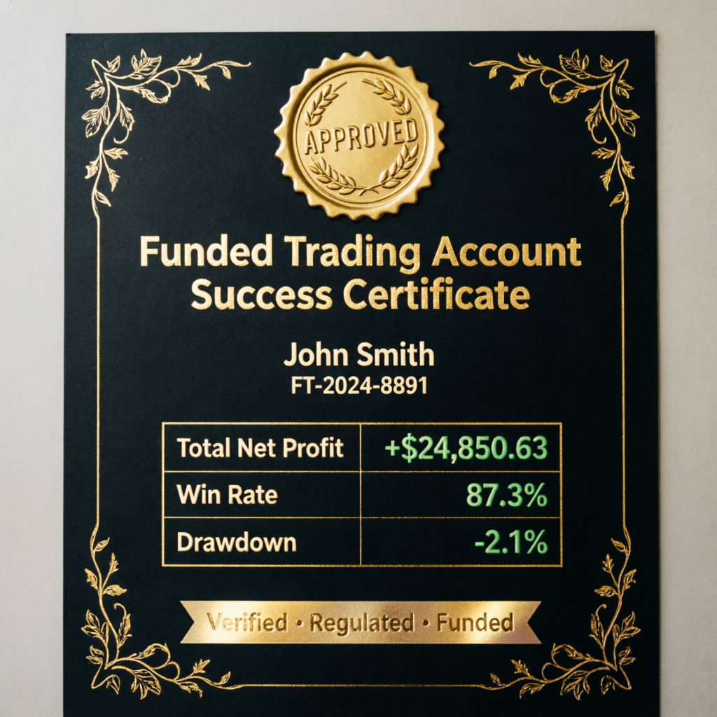 Funded Trading Account Success Certificate