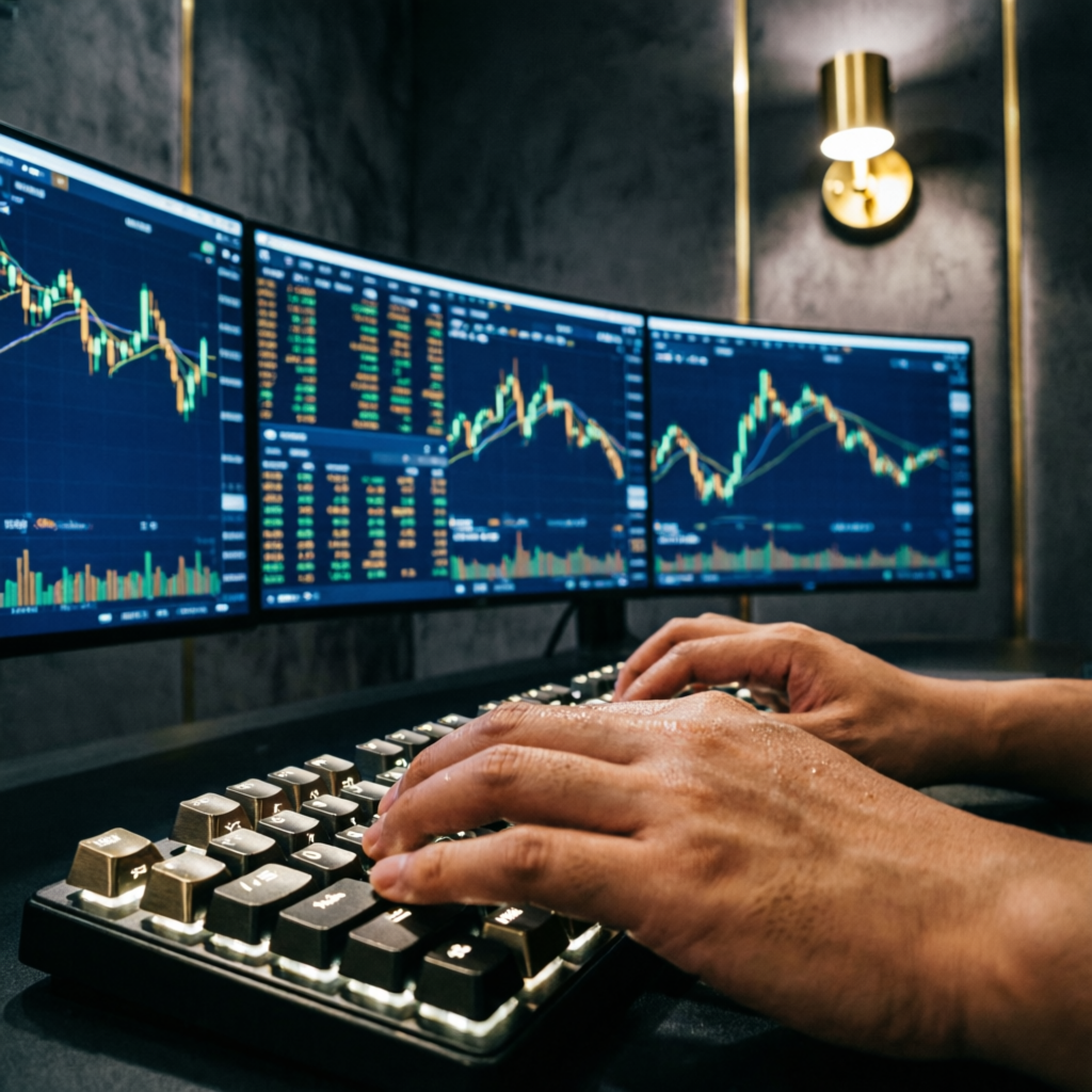 Professional Trader Using Multiple Monitors