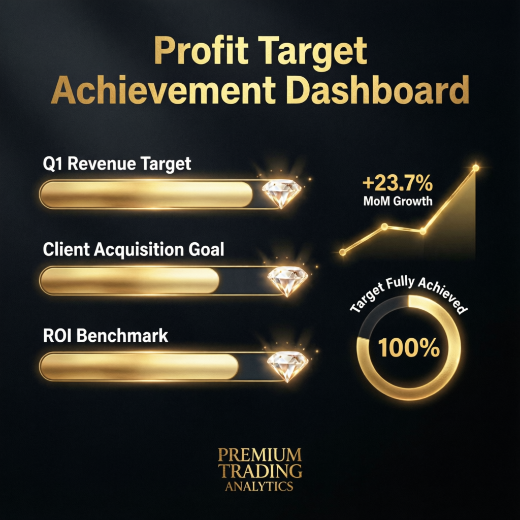 Profit Target Achievement Dashboard with 100% Completion