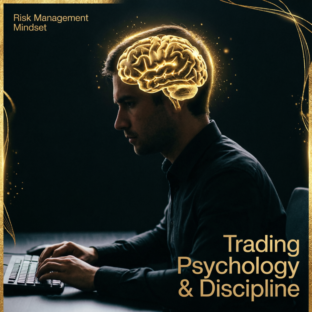 Trading Psychology and Risk Management Mindset with Golden Brain Visualization