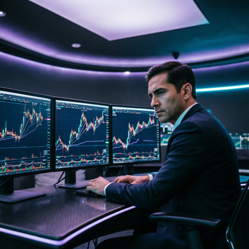Professional trader analyzing Topstep futures charts