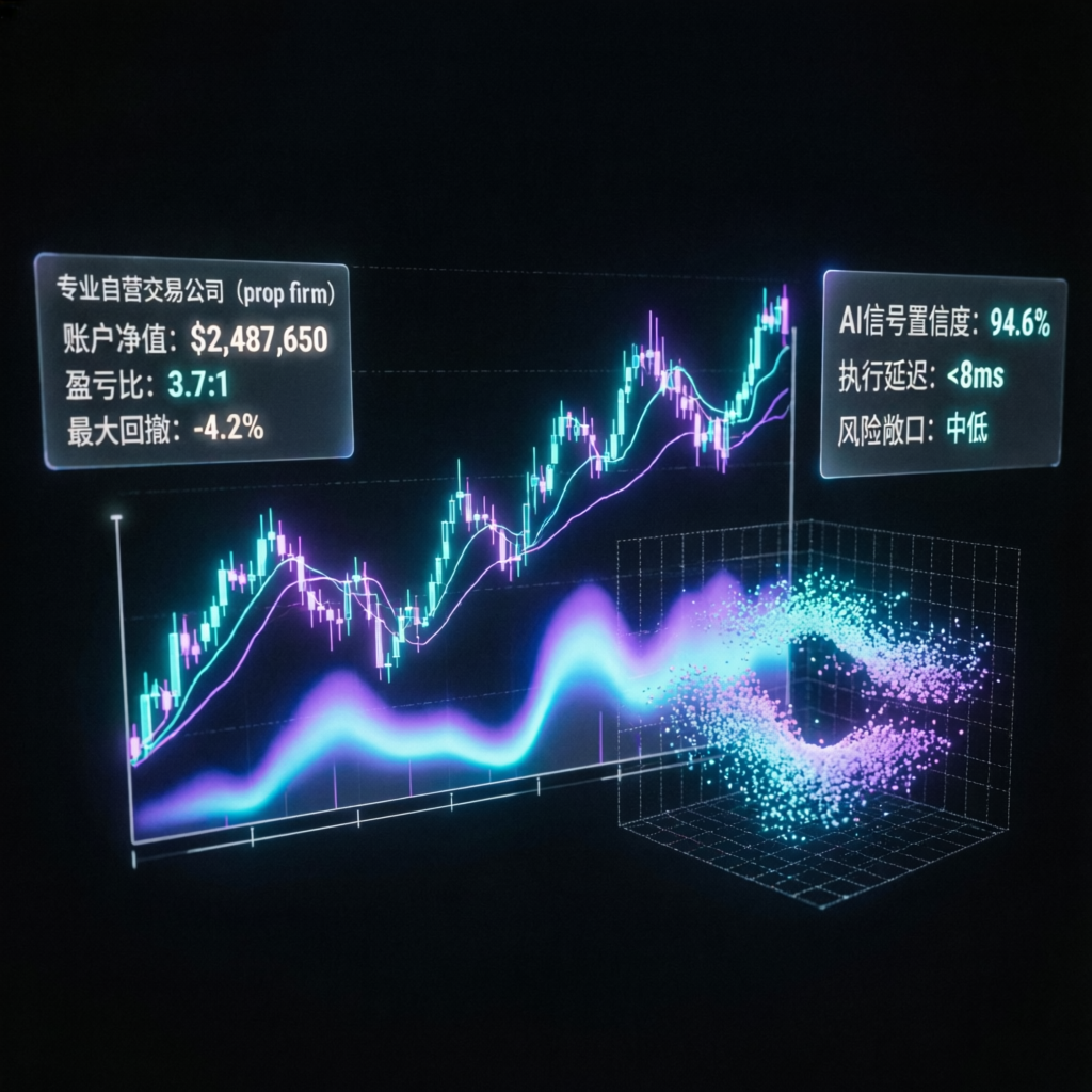 AI-powered Topstep trading dashboard with holographic charts