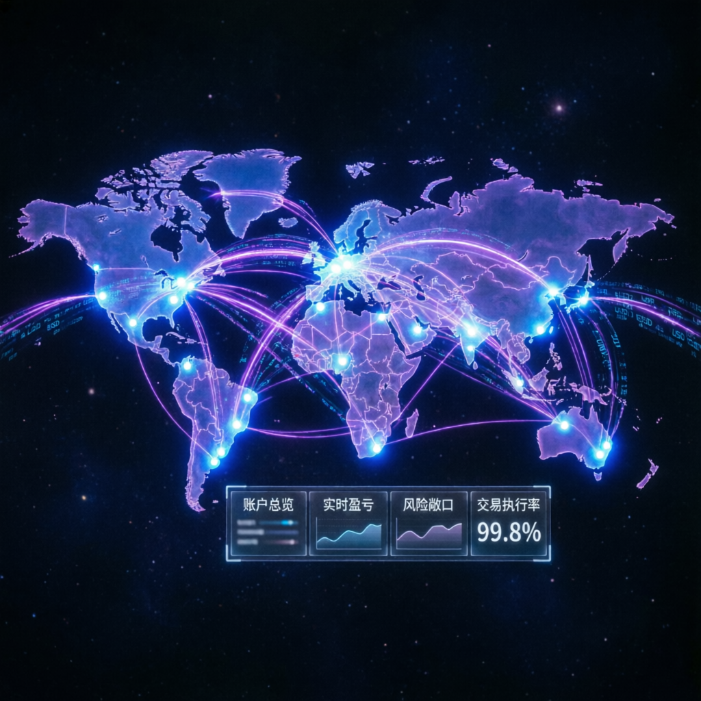 Global forex account management service network visualization