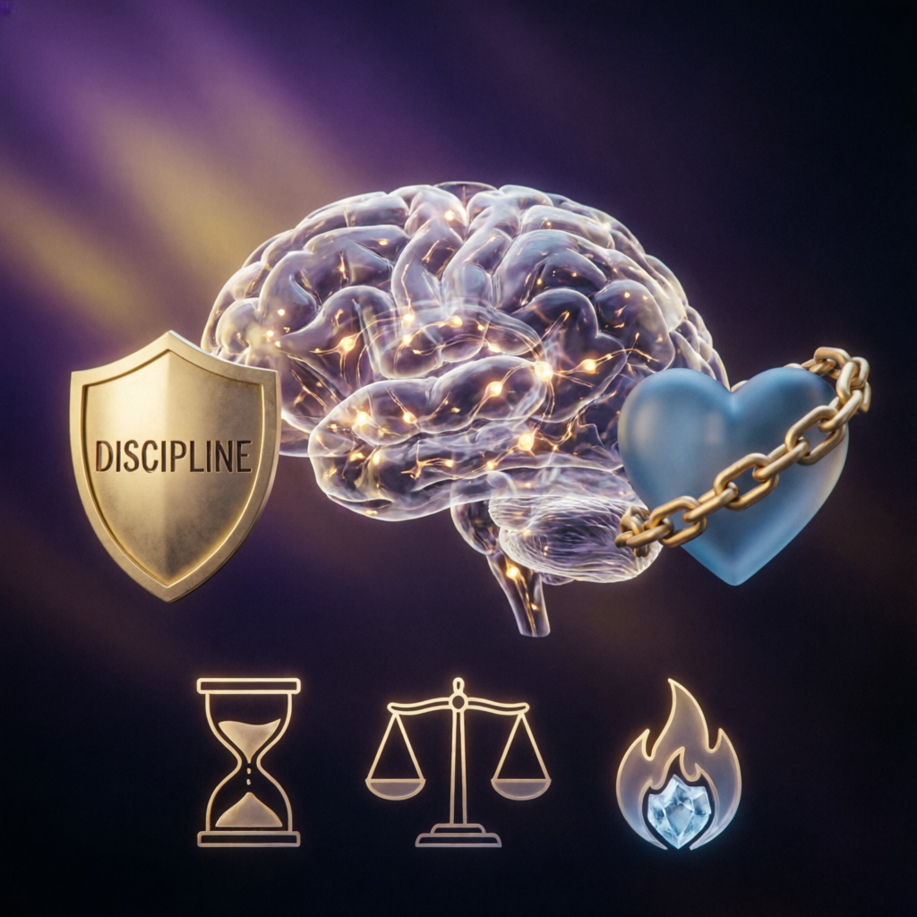 Trading psychology visualization showing discipline and emotional control