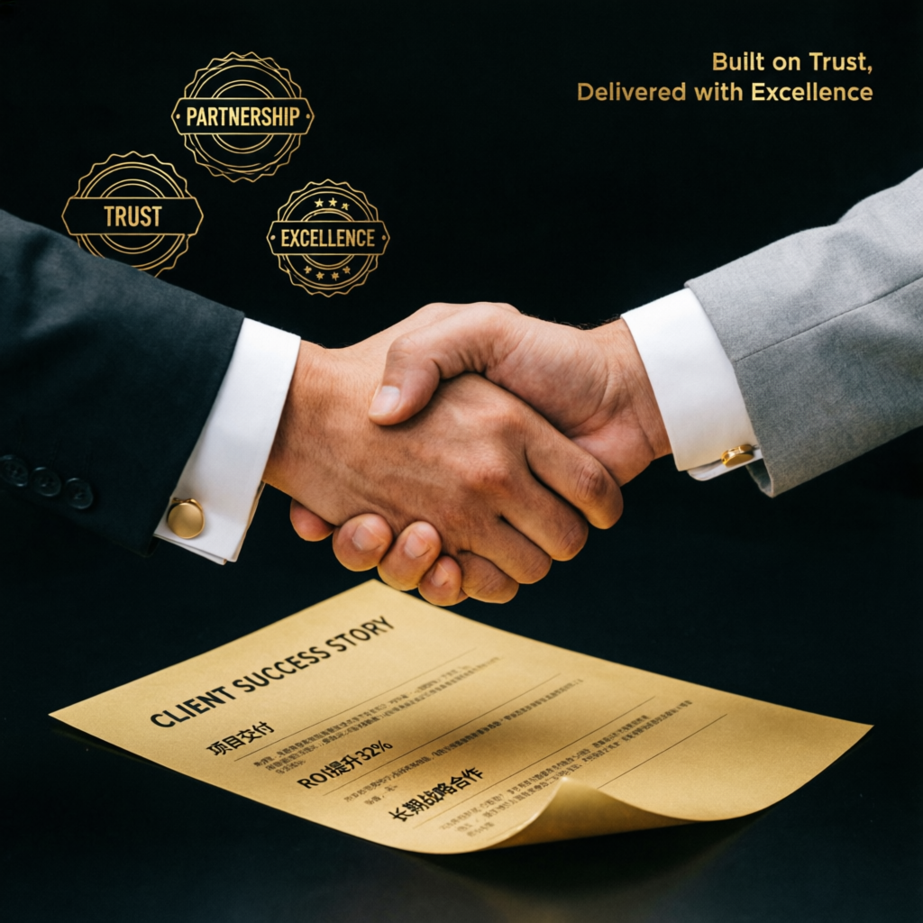 Client success story with partnership and trust badges