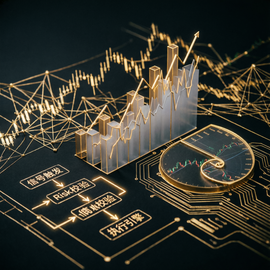 Trading strategy blueprint with risk management visualization
