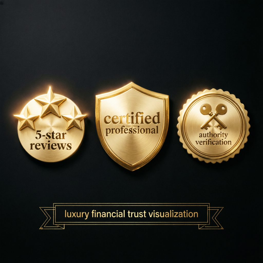 Trust badges and verification seals for professional trading service