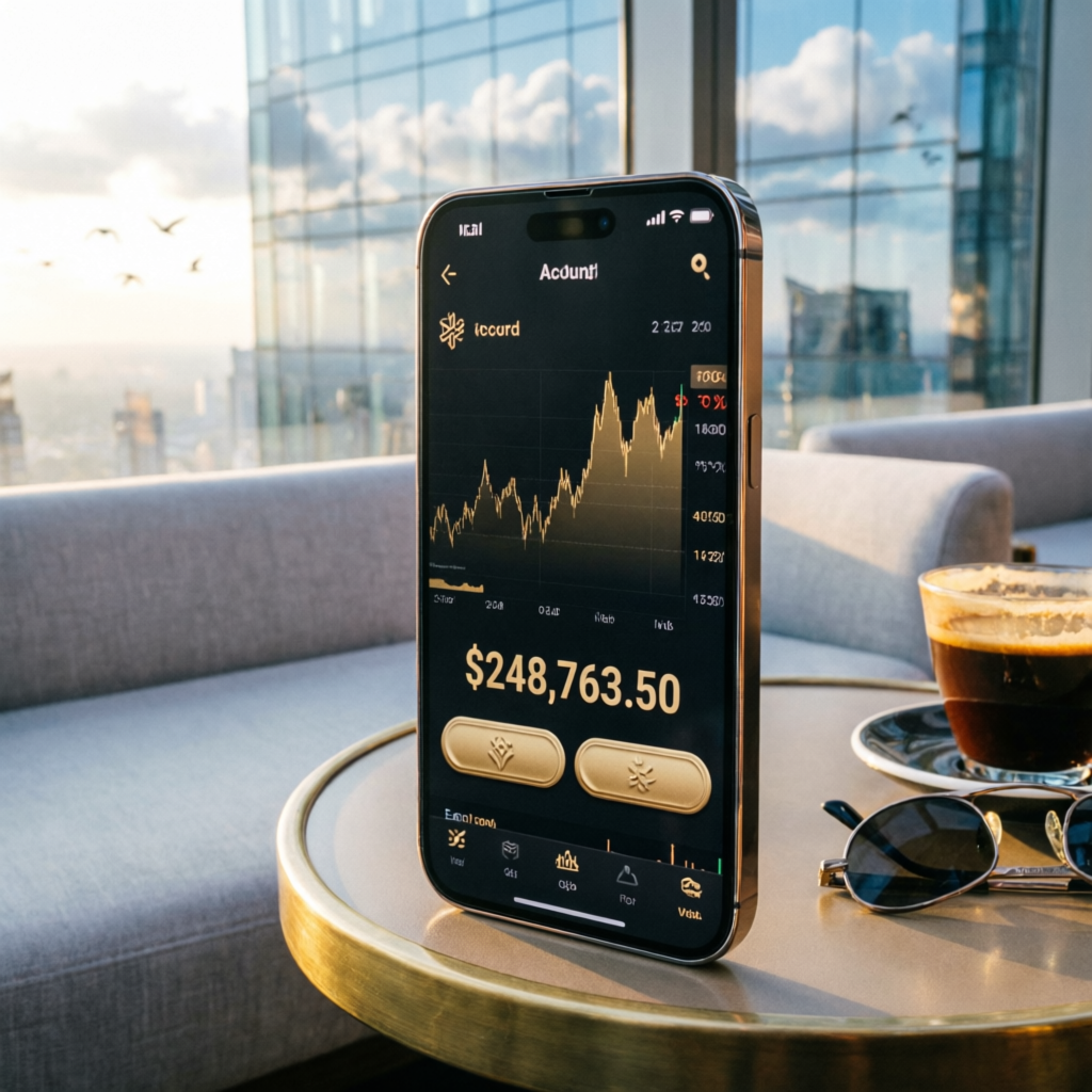 Mobile trading app showing funded account profits