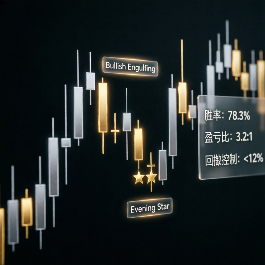 Advanced futures trading strategy visualization with candlestick patterns