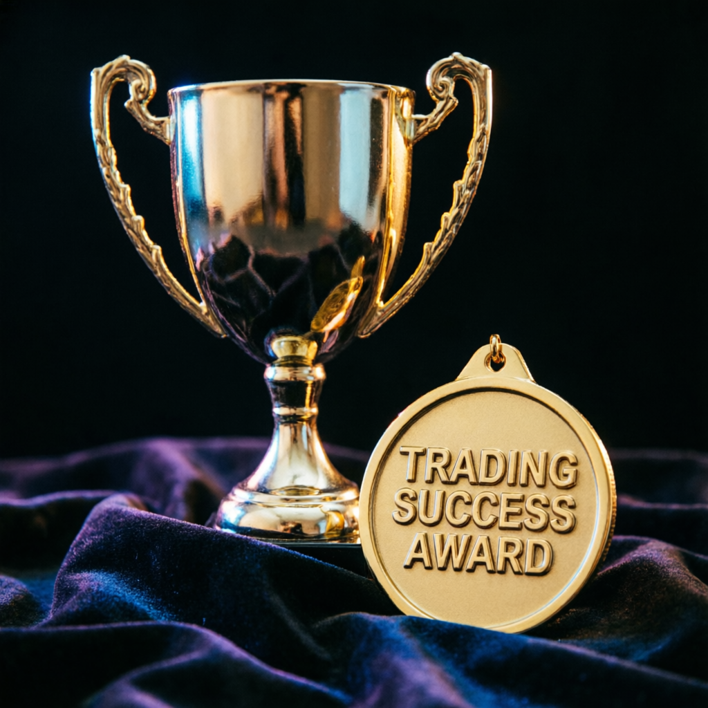 Trading success award trophy representing achievement