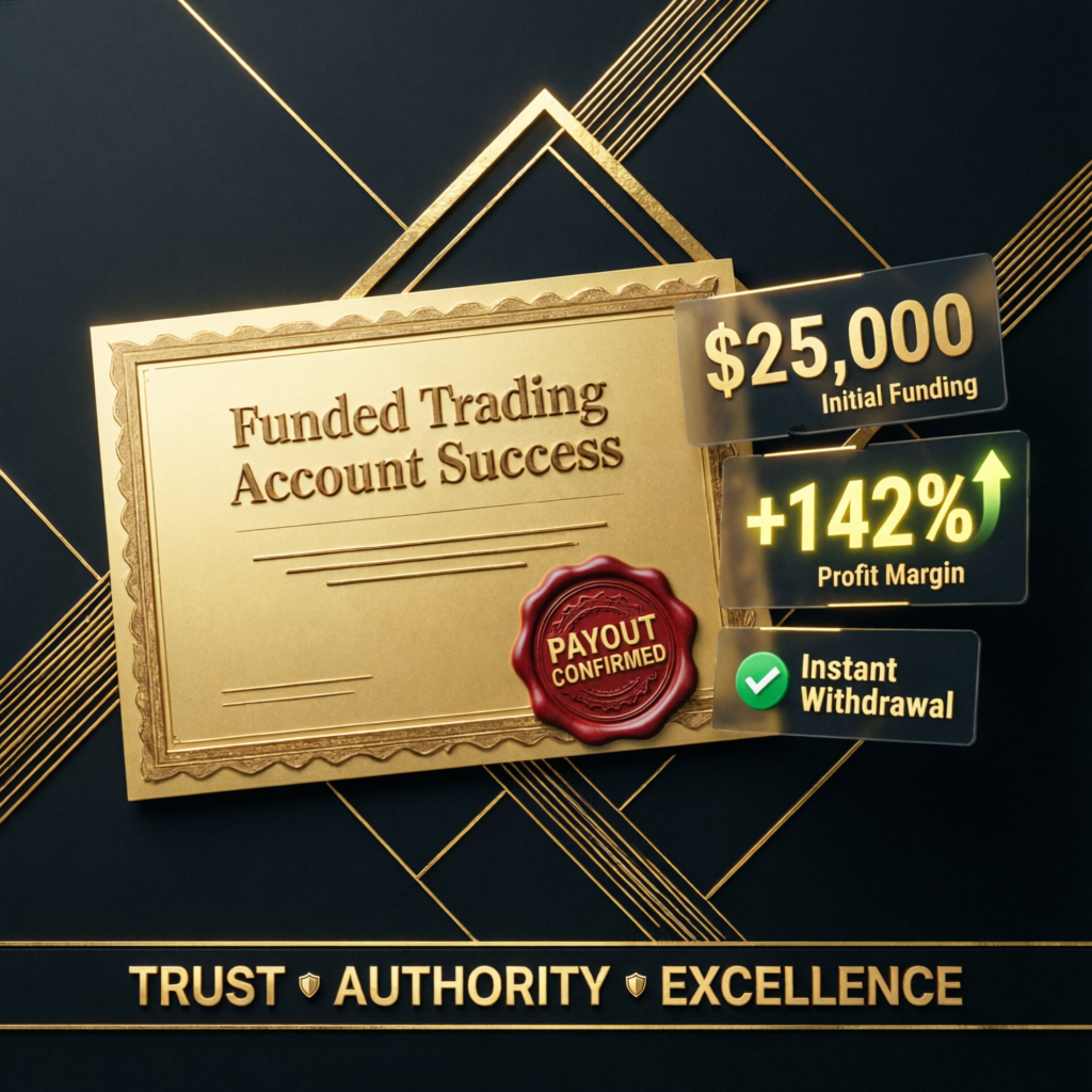 Funded trading account payout success visualization
