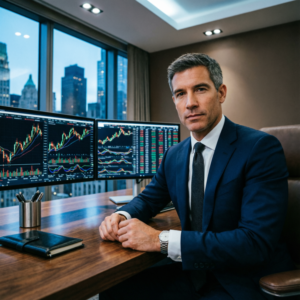 Professional forex trader managing funded accounts