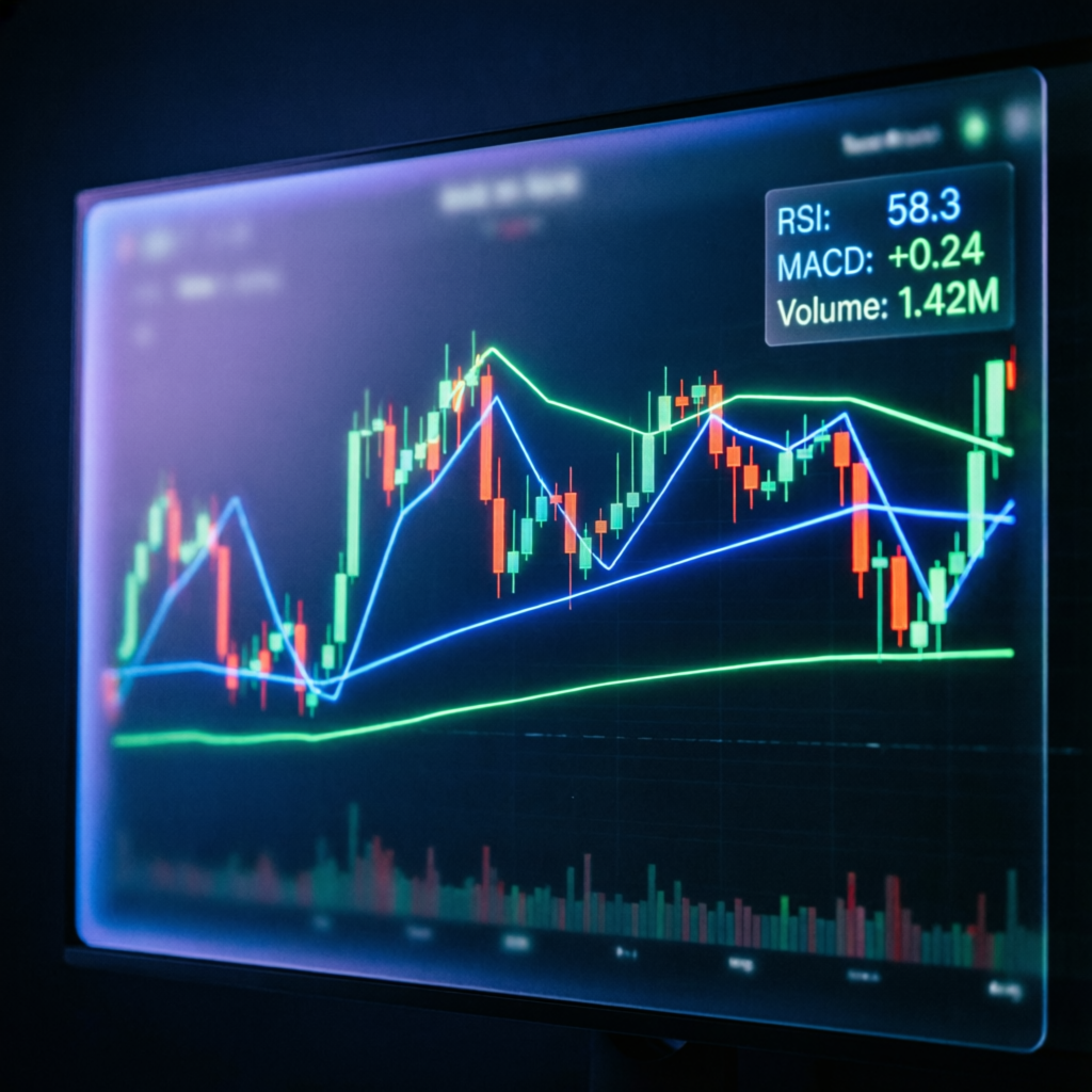 Professional trading strategy analysis with multiple chart patterns and indicators