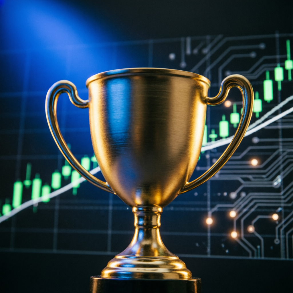 Funded trader success trophy representing Topstep Trading Combine achievement