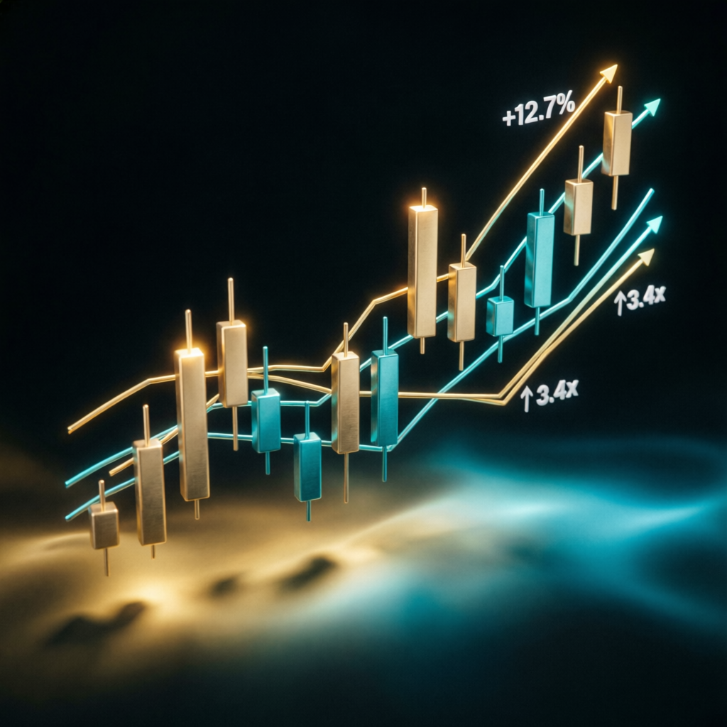 3D financial chart showing rising profit trend for Topstep Trading Combine strategies