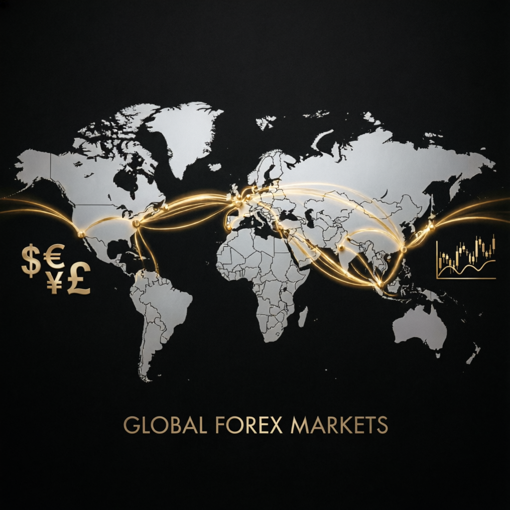Global forex markets connecting traders worldwide