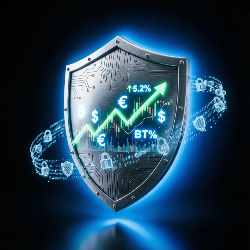 Risk management shield protecting trading accounts