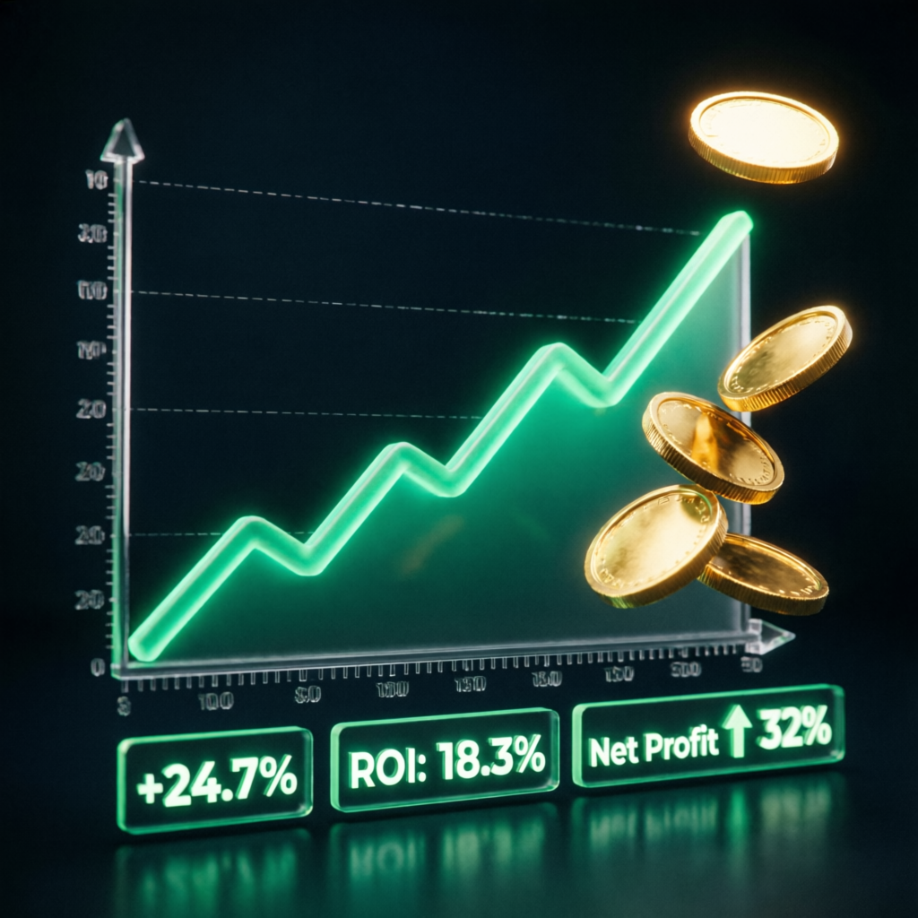 Financial growth chart showing prop firm challenge success and profit generation