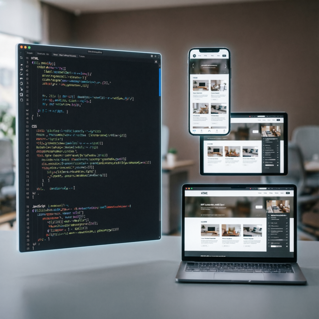 Web Designing course with code editor and responsive website preview