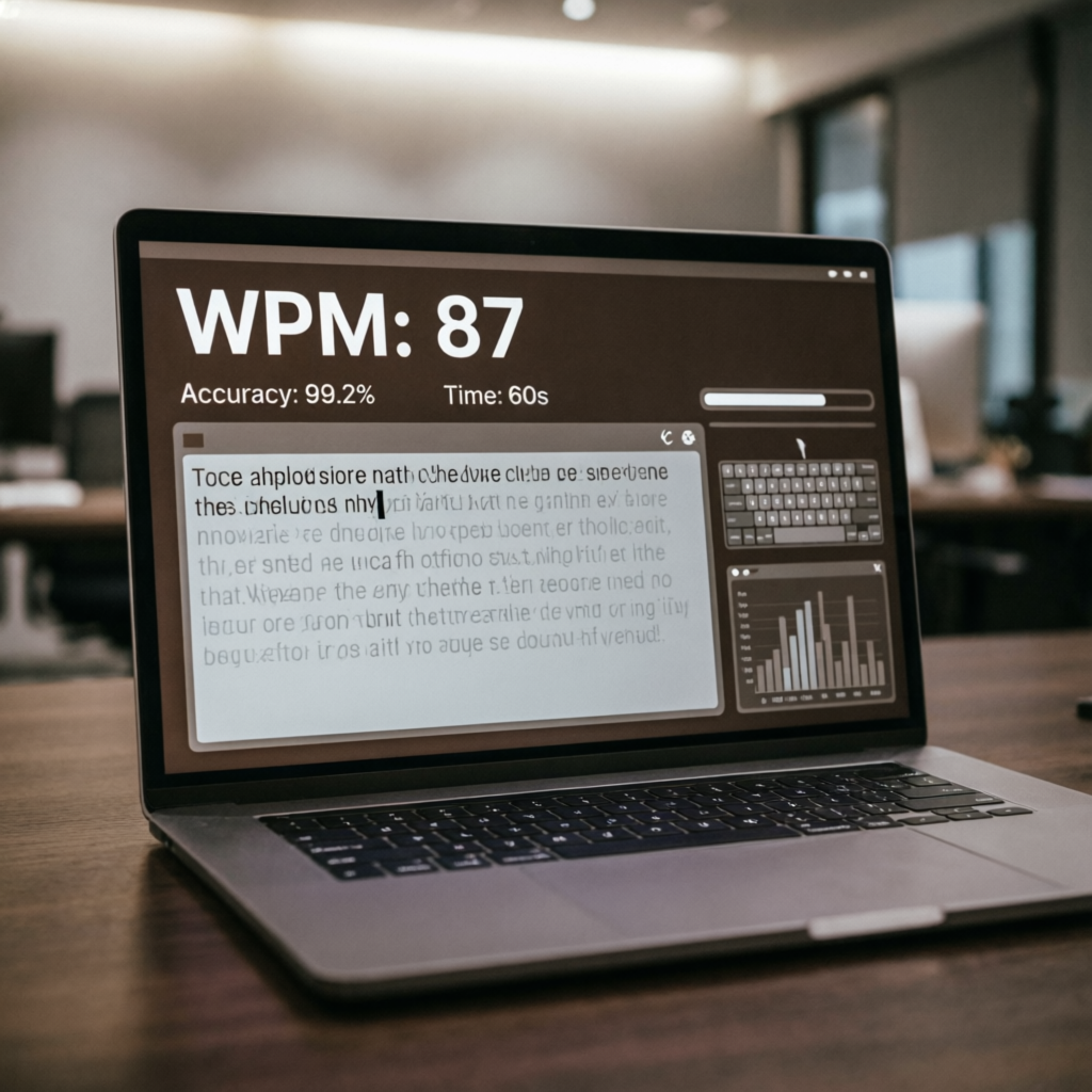 English Typing course with WPM speed test on laptop