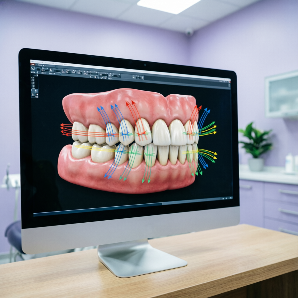 3D-модель челюстей на экране компьютера