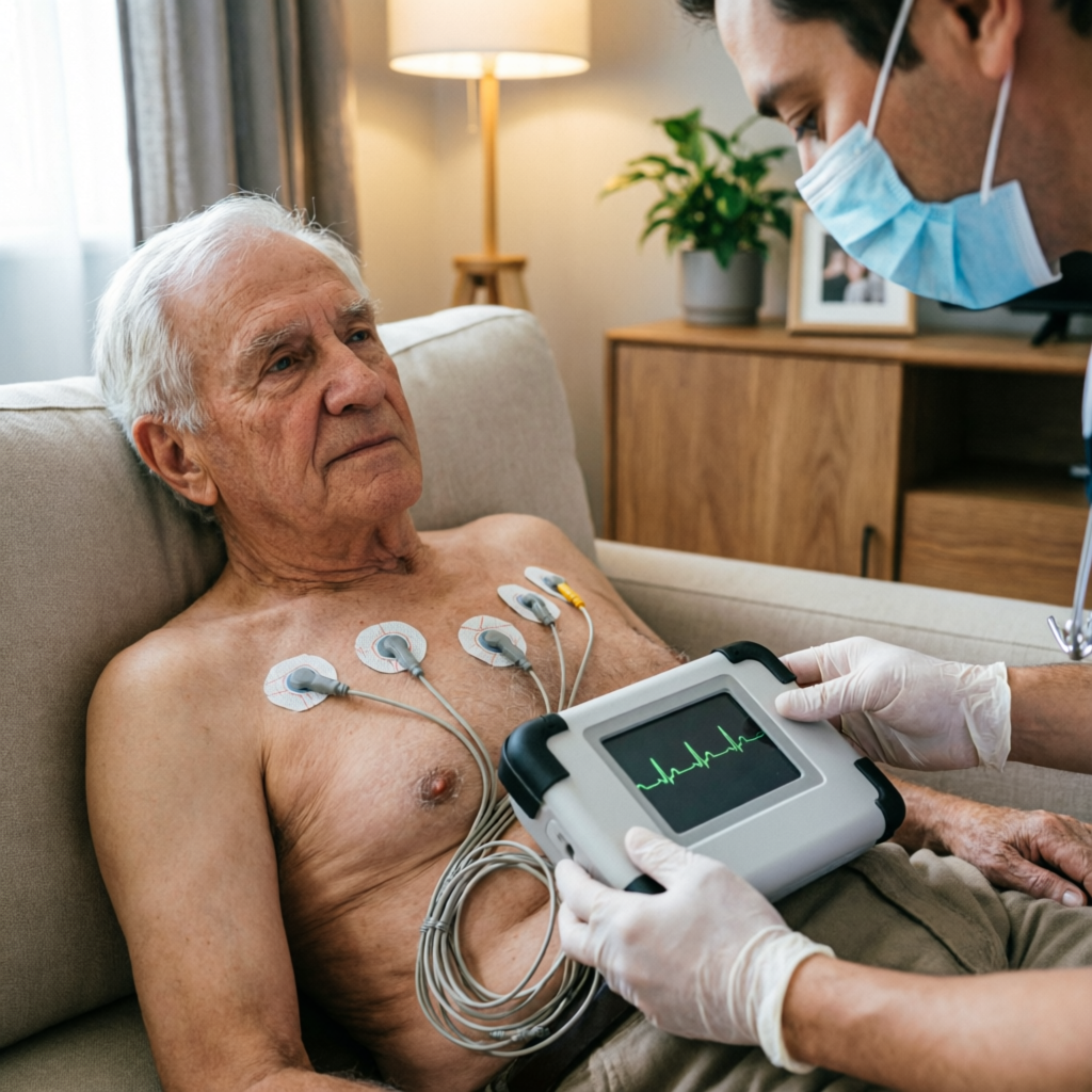ECG test being performed at home