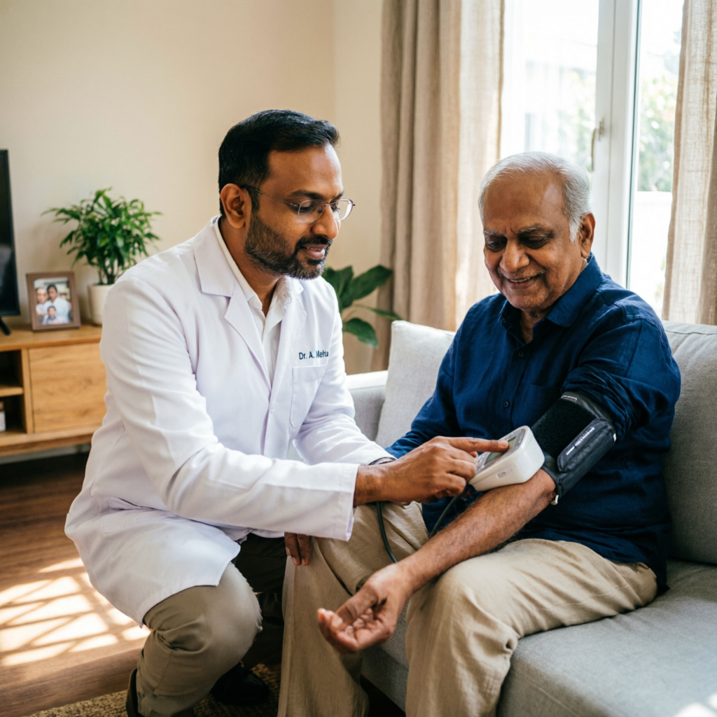 Doctor home consultation with patient in Delhi