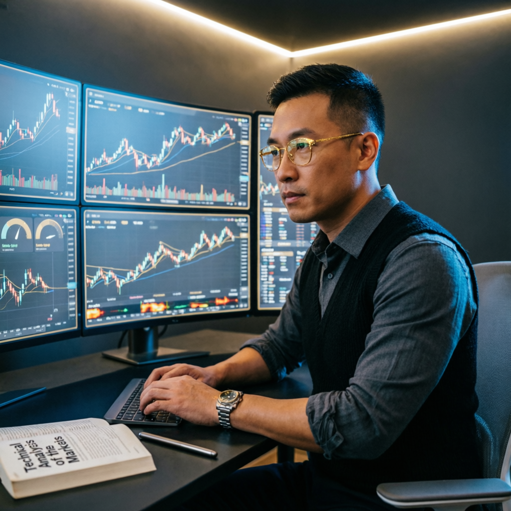 Professional forex trader analyzing Apex 250K account charts