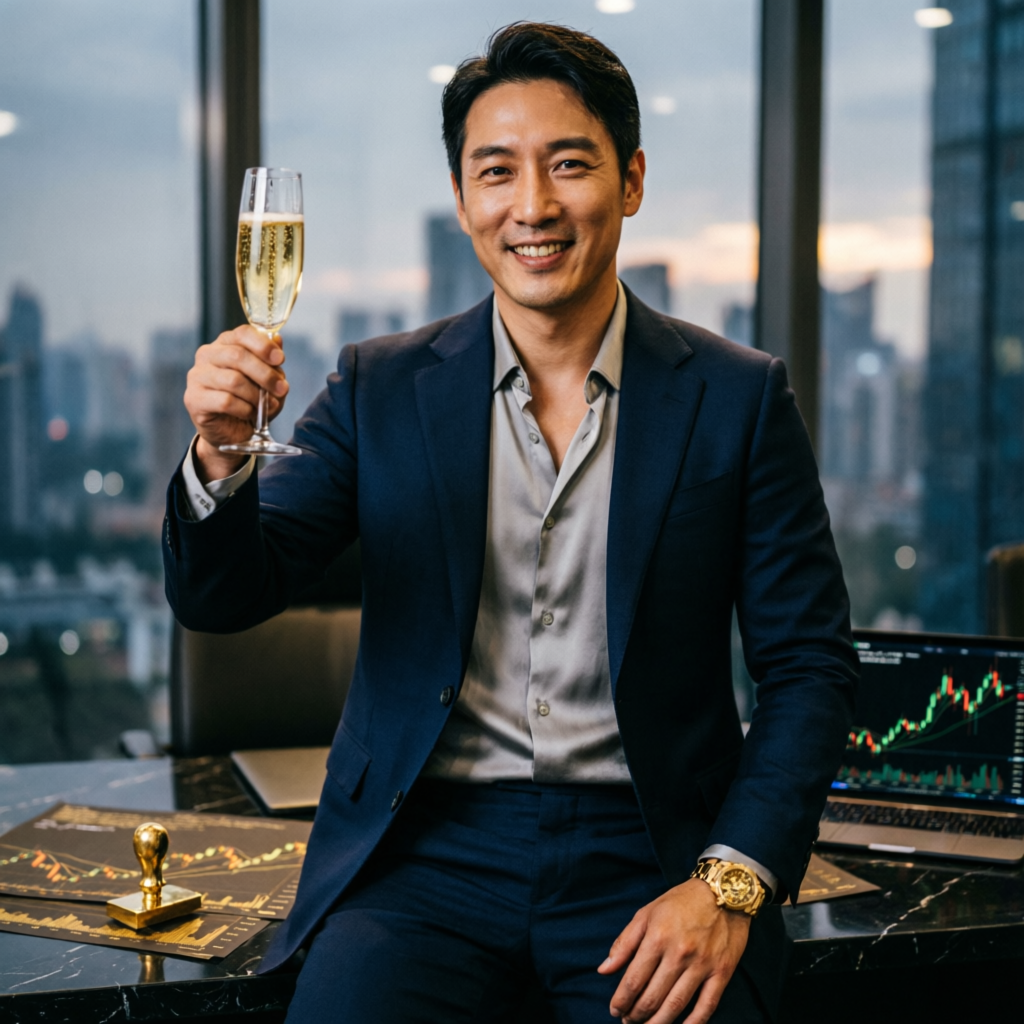 Successful funded trader celebrating Topstep challenge completion