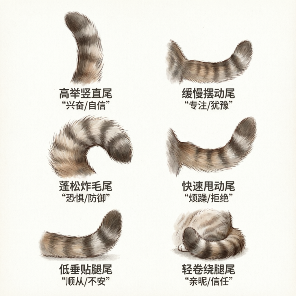 Cat tail positions guide