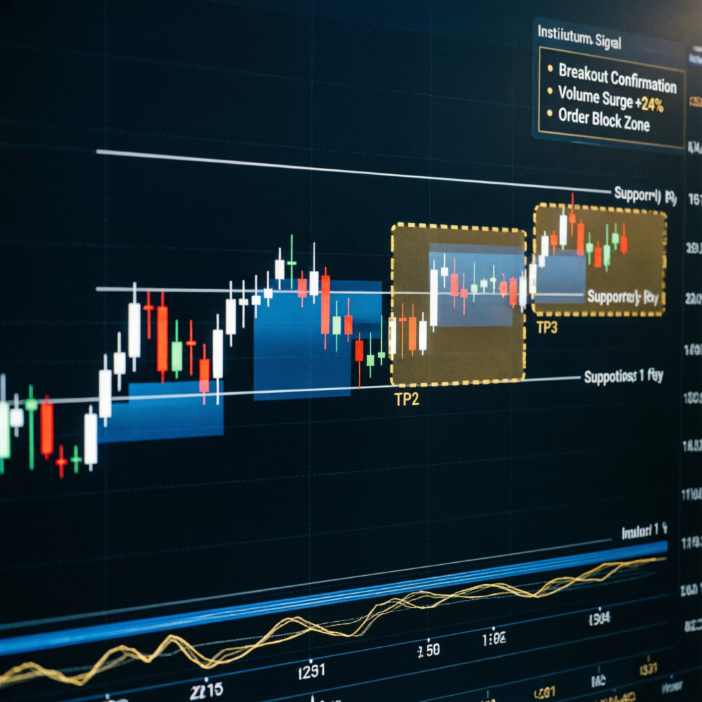 Professional futures trading chart analysis with support resistance levels