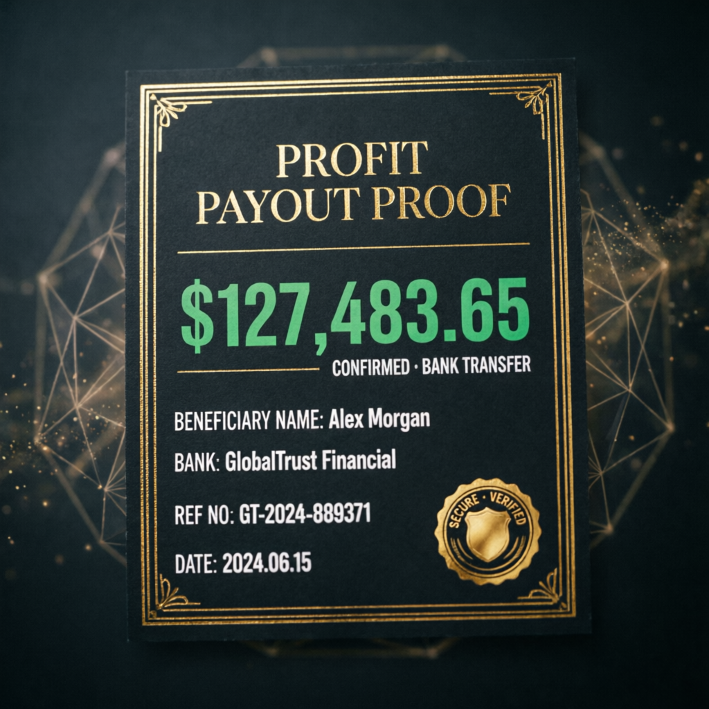 Profit payout proof showing confirmed bank transfer