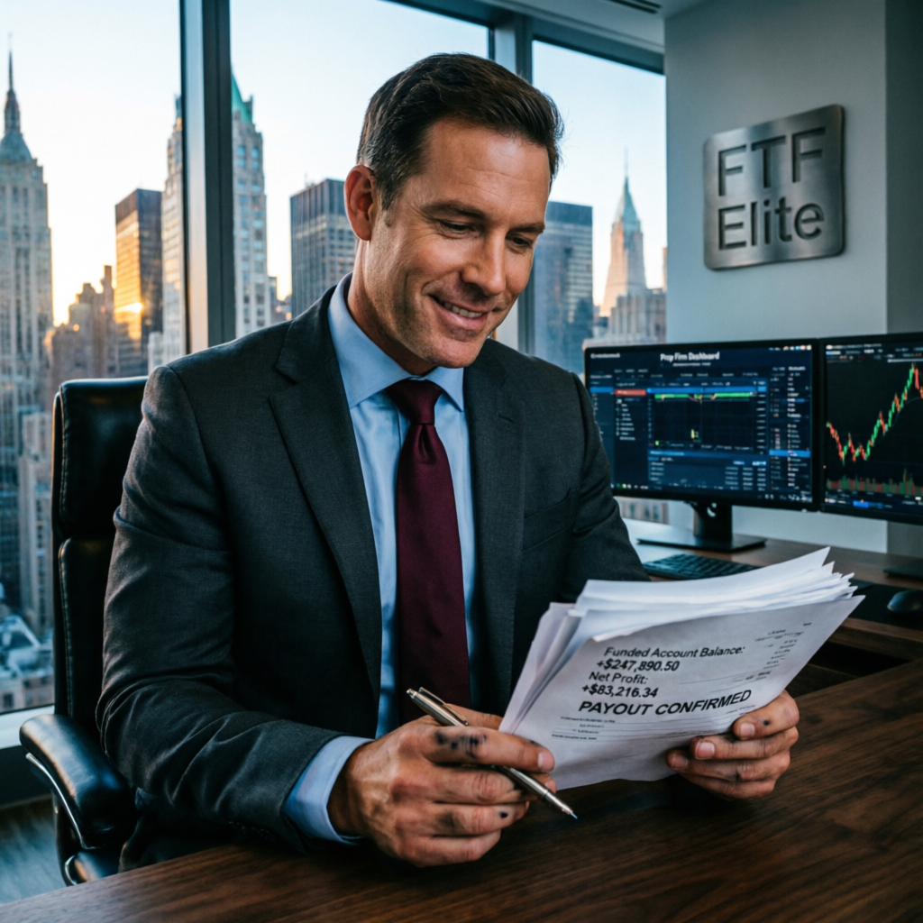 Funded trader reviewing payout proof documents