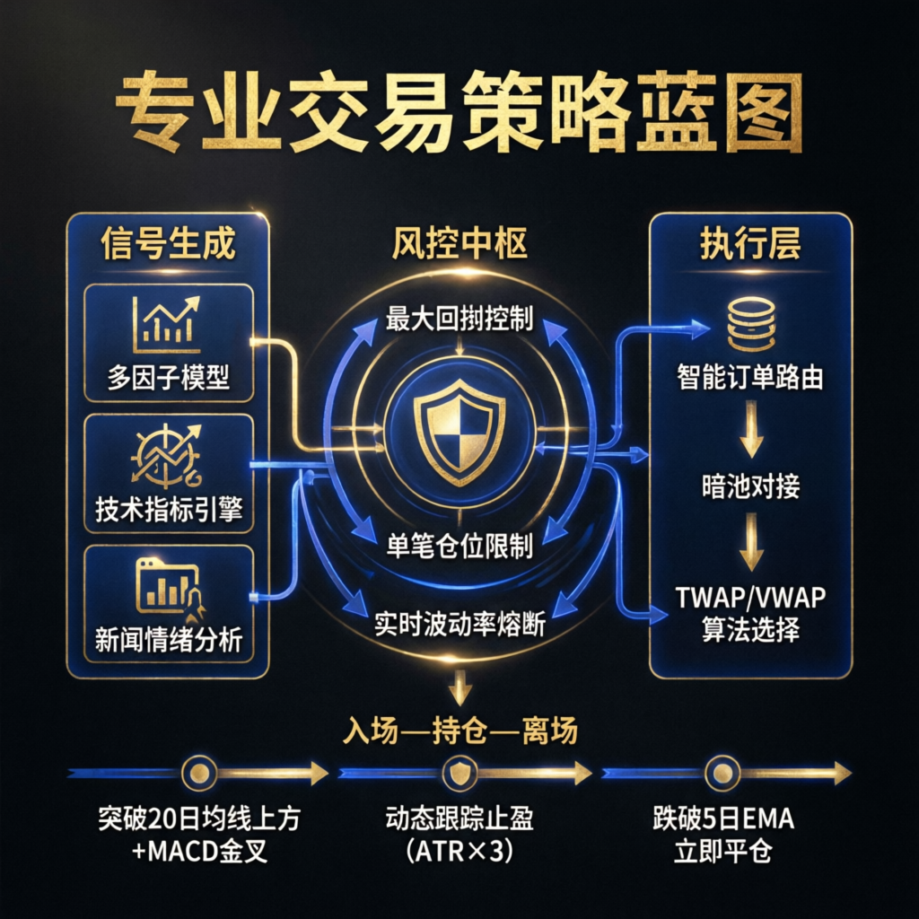 Professional trading strategy blueprint diagram