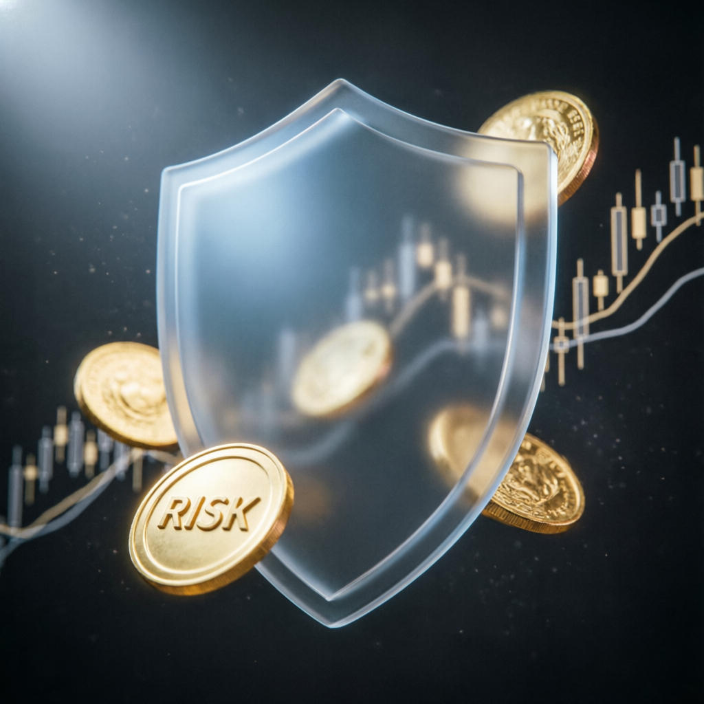 Risk management concept with shield protecting capital