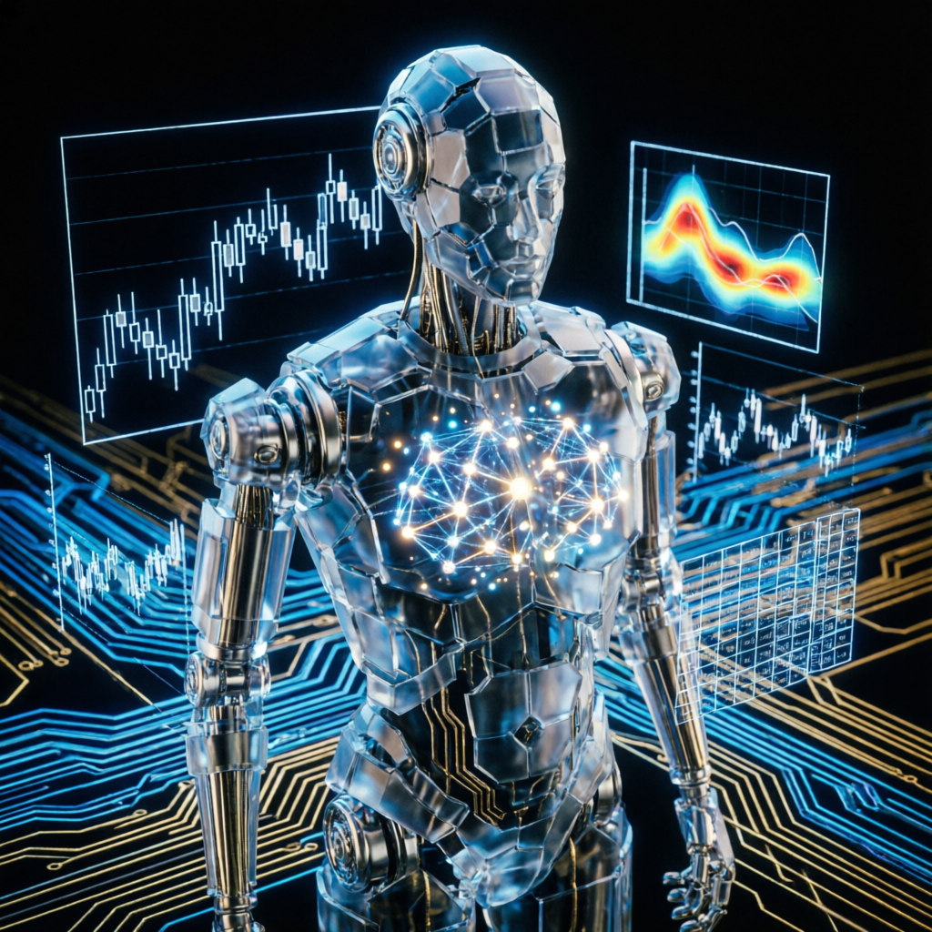 AI-powered trading robot executing prop firm strategies