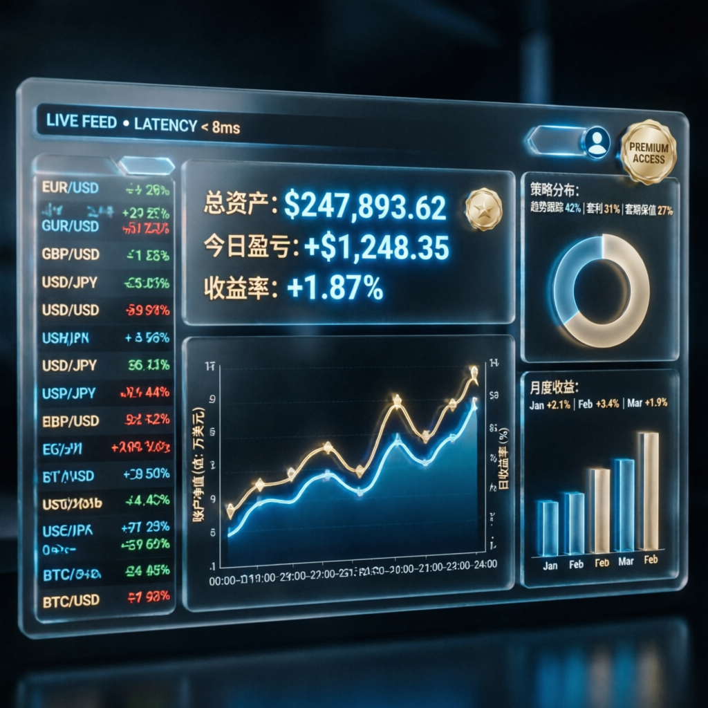 Live trading dashboard showing prop firm account performance