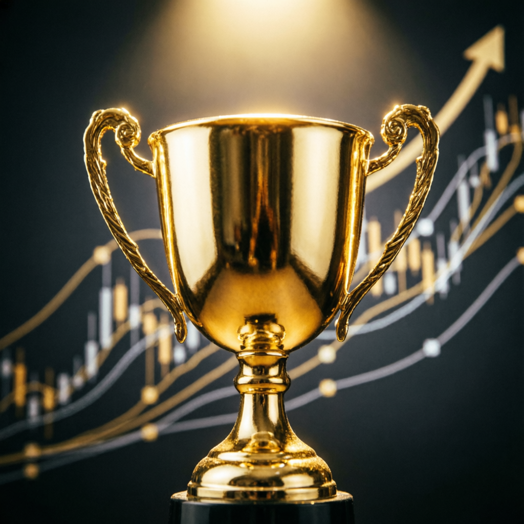 Golden trophy representing successful prop firm challenge completion