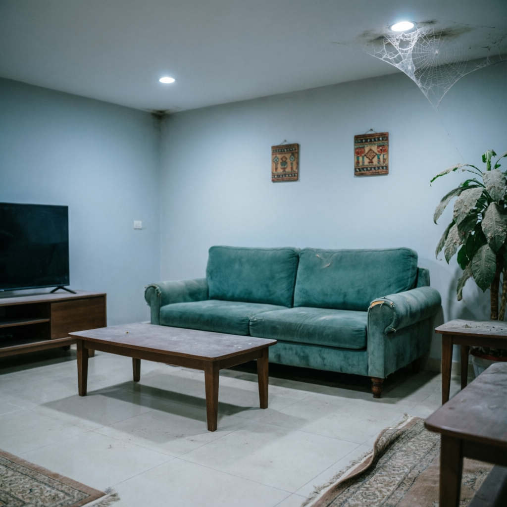 Living room before deep cleaning